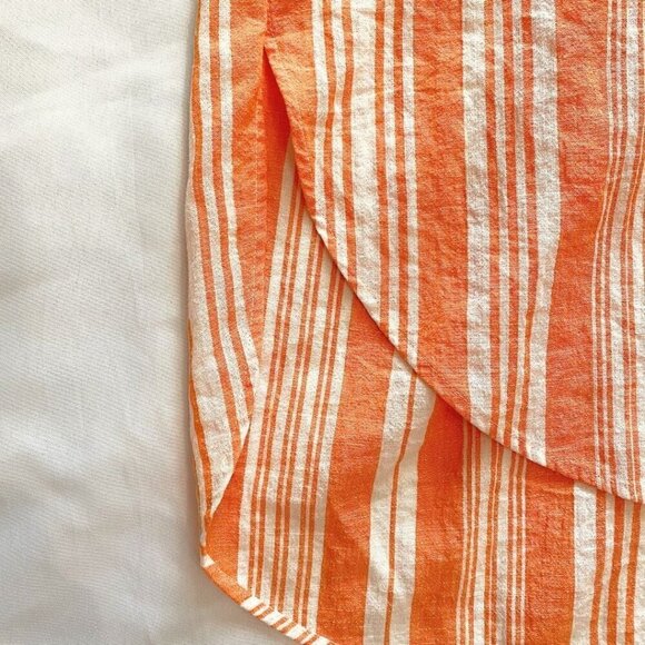 LEMLEM BY LIYA KEBEDE X H&M WHITE ORANGE STRIPED HIGH LOW SHIRT DRESS - XS/S - Picture 8 of 9